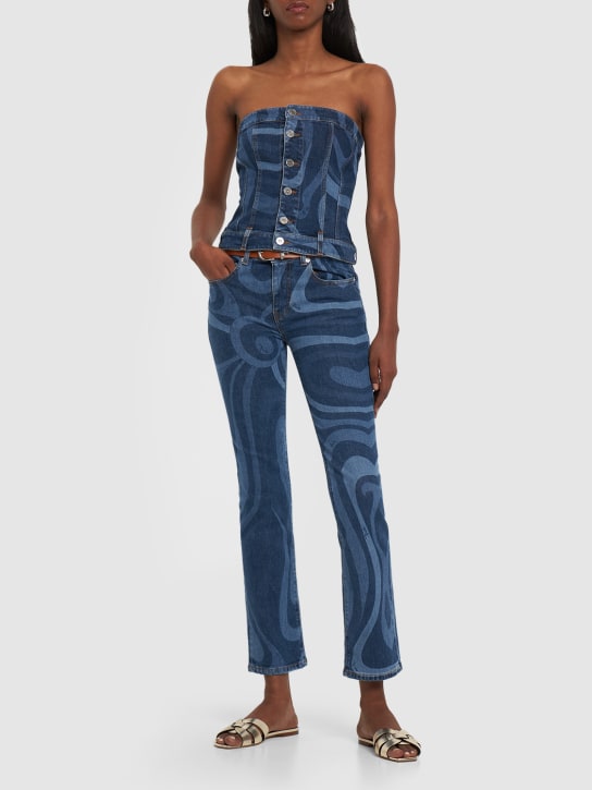 Pucci: Jeans rectos de denim estampado - Azul Denim - women_1 | Luisa Via Roma