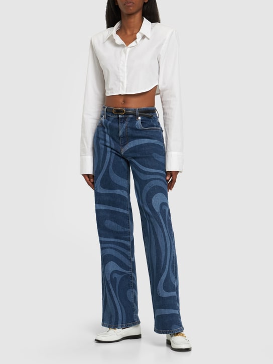 Pucci: Marmo printed denim wide jeans - Denim - women_1 | Luisa Via Roma
