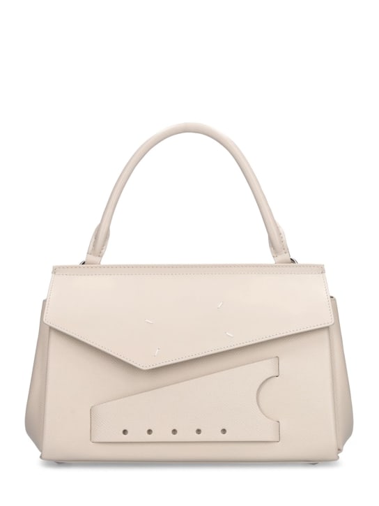 Maison Margiela: Small Snatched leather clutch - Greige - women_0 | Luisa Via Roma