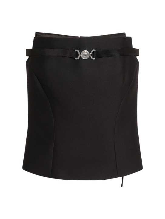 Versace: Wool & silk twill strapless top - Black - women_0 | Luisa Via Roma