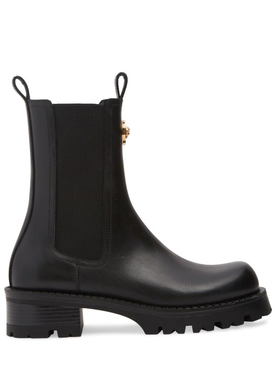 Versace: 35mm Leather Chelsea boots - Black - women_0 | Luisa Via Roma
