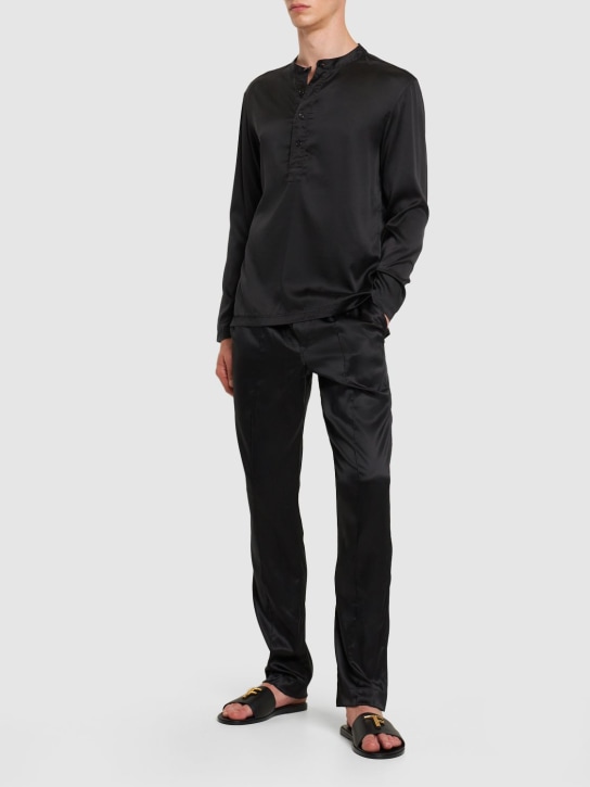 Tom Ford: Silk pajama shirt - Black - men_1 | Luisa Via Roma