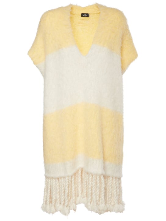 Etro: Mohair & alpaca fringed knit mini dress - women_0 | Luisa Via Roma