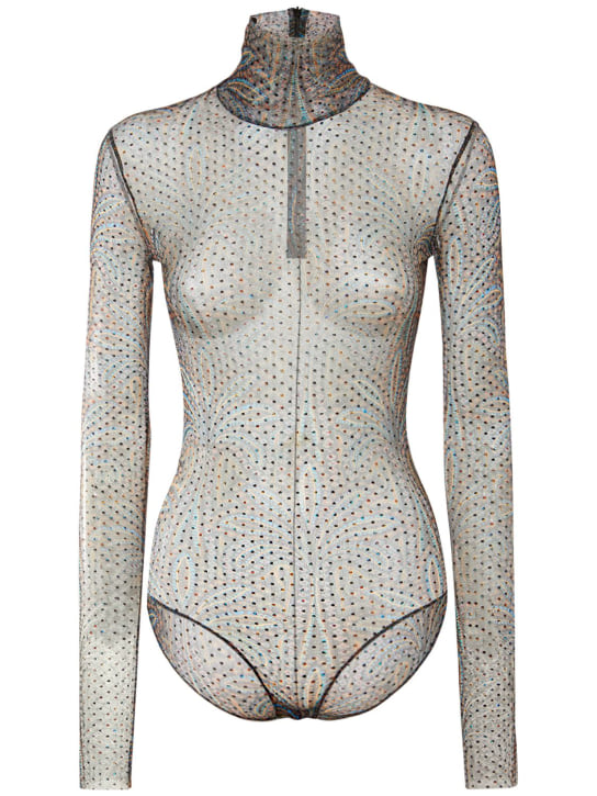 Etro: Pointelle tulle bodysuit - Multicolor - women_0 | Luisa Via Roma