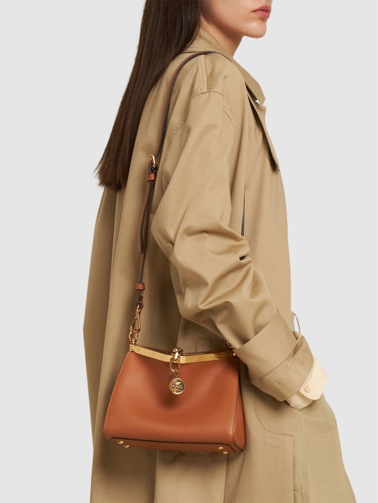 Etro: Small Vela leather shoulder bag - Bruciato - women_1 | Luisa Via Roma