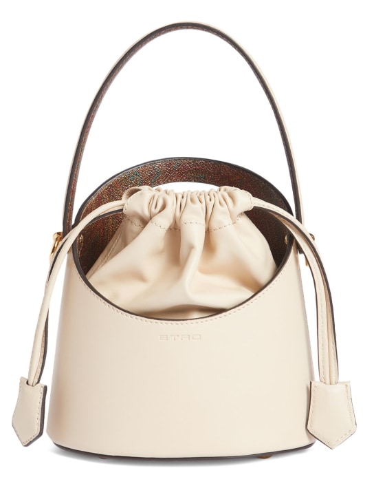 Etro: Small Saturno leather top handle bag - Beige - women_0 | Luisa Via Roma