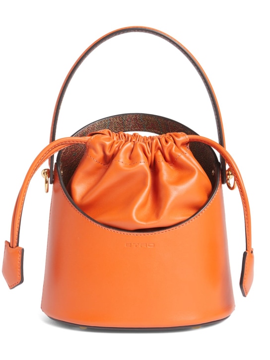 Etro: Small Saturno leather top handle bag - Arancio - women_0 | Luisa Via Roma