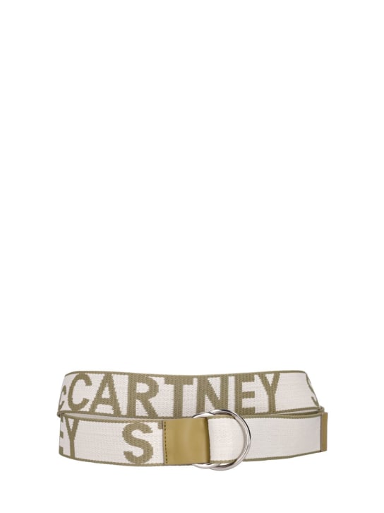 Stella McCartney: 4cm Monogram logo jacquard tech belt - Ivory/Husky - women_0 | Luisa Via Roma