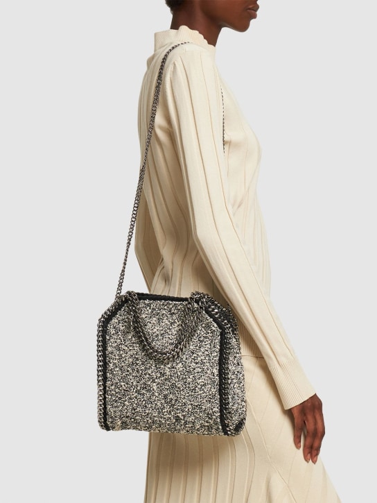 Stella McCartney: Mini Bouclé top handle bag - Black - women_1 | Luisa Via Roma