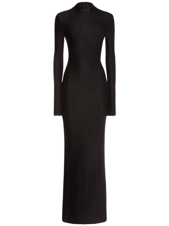 Tom Ford: Metallic rib knit long dress - Black - women_0 | Luisa Via Roma