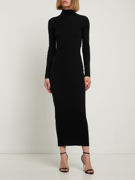 Tom Ford: Compact knit cashmere & silk midi dress - Black - women_1 | Luisa Via Roma