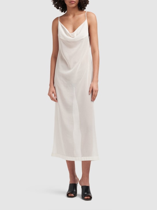 Bottega Veneta: Light cotton long dress - Gips - women_1 | Luisa Via Roma