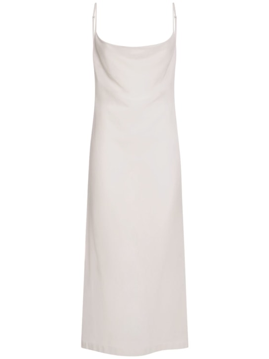 Bottega Veneta: Vestido largo de algodón ligero - Blanco Opaco - women_0 | Luisa Via Roma