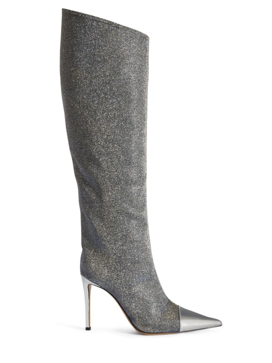Alexandre Vauthier: 105mm Lurex & leather tall boots - Silver - women_0 | Luisa Via Roma