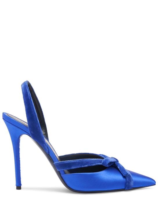 Tom Ford: 105mm Satin & velvet slingback pumps - Blue - women_0 | Luisa Via Roma