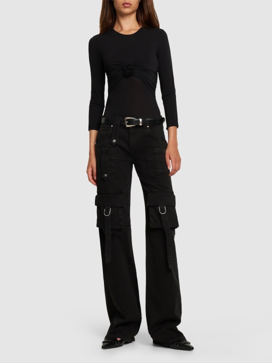 Blumarine: Denim cargo low waist straight jeans - Black - women_1 | Luisa Via Roma