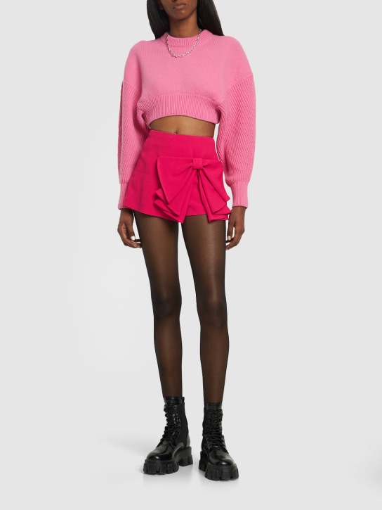 REDValentino: Viscose blend shorts w/ bow - Fuchsia - women_1 | Luisa Via Roma