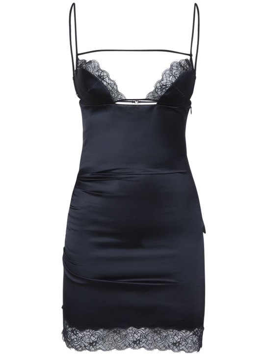 Nensi Dojaka: Satin & lace mini dress - Black - women_0 | Luisa Via Roma