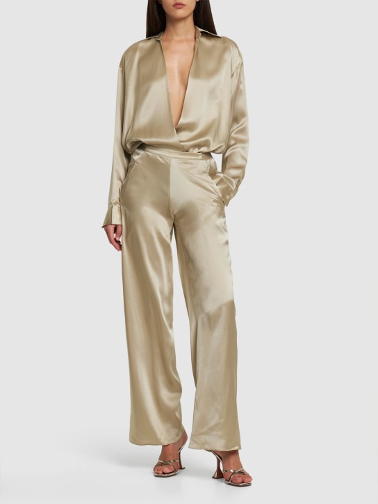Christopher Esber: Silk satin low rise wide pants - Beige - women_1 | Luisa Via Roma