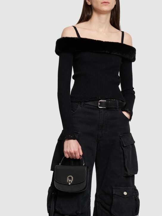 Savette: Mini Tondo leather top handle bag - Black - women_1 | Luisa Via Roma