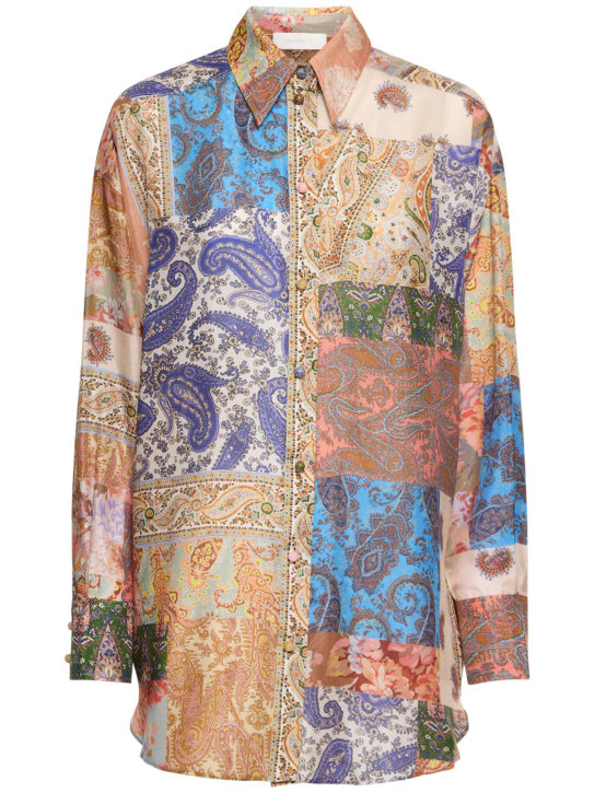Zimmermann: Devi printed silk long shirt - Multicolor - women_0 | Luisa Via Roma