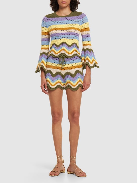 Zimmermann: Raie striped cotton knit long sleeve top - Multicolor - women_1 | Luisa Via Roma