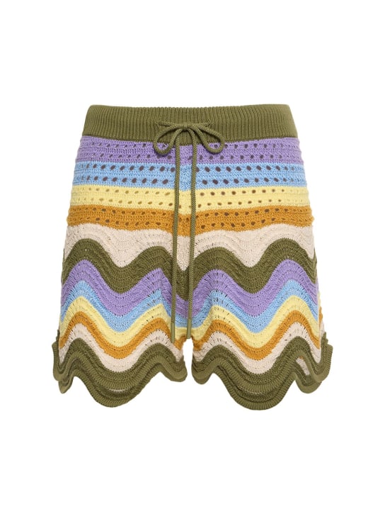 Zimmermann: Raie striped cotton knit shorts - Multicolor - women_0 | Luisa Via Roma