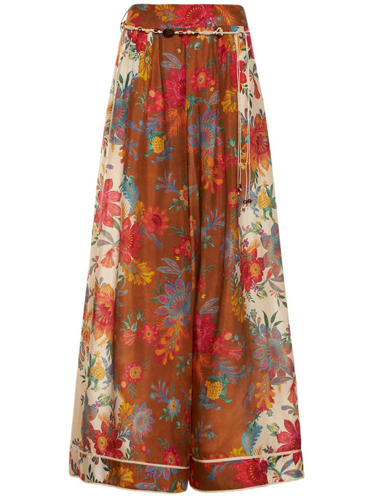Zimmermann: Ginger floral relaxed fit silk pants - Multicolor - women_0 | Luisa Via Roma