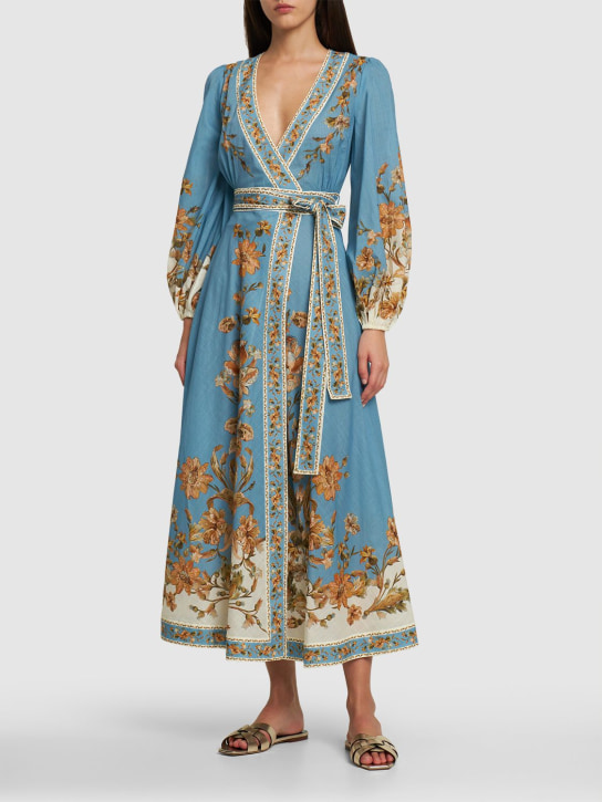 Zimmermann: Chintz printed cotton wrap midi dress - Multicolor - women_1 | Luisa Via Roma