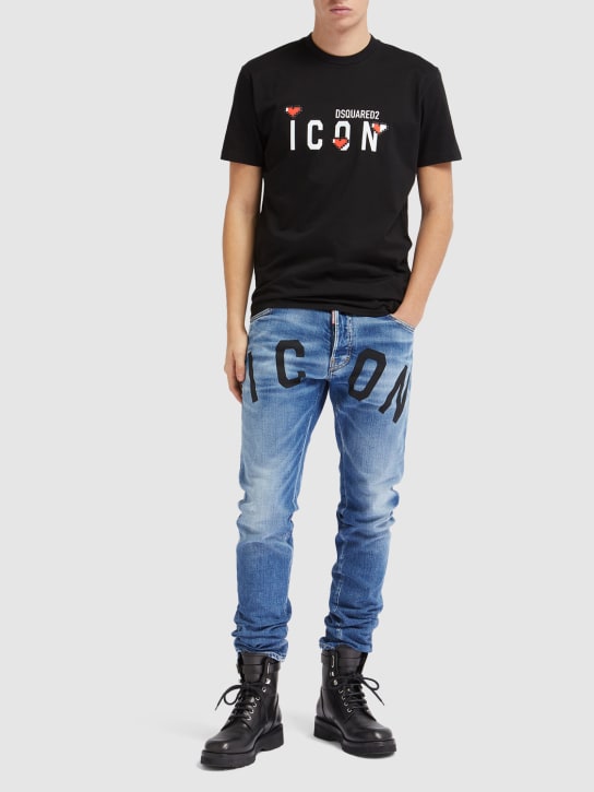 Dsquared2: Icon Heart cool fit t-shirt - Black - men_1 | Luisa Via Roma