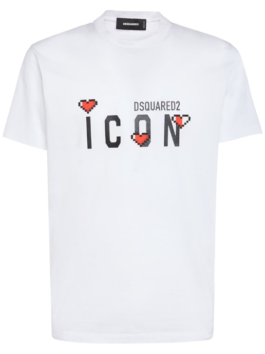 Dsquared2: T-shirt cool fit Icon Heart - Bianco - men_0 | Luisa Via Roma