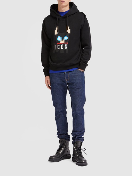 Dsquared2: Ciro cotton hooded sweatshirt - Black - men_1 | Luisa Via Roma
