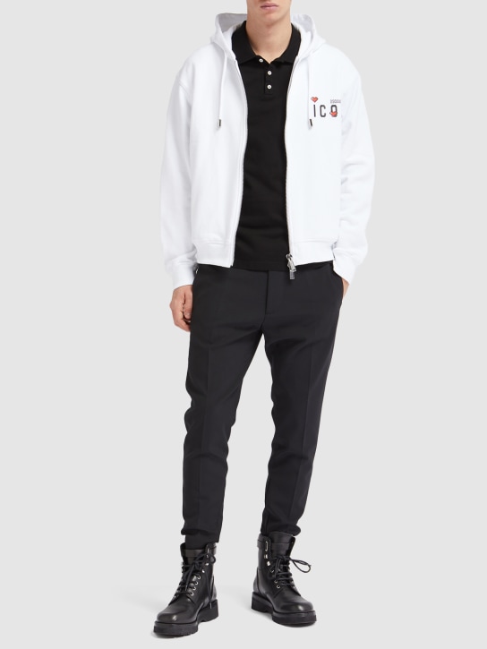 Dsquared2: Icon Heart cool fit zip hoodie - White - men_1 | Luisa Via Roma