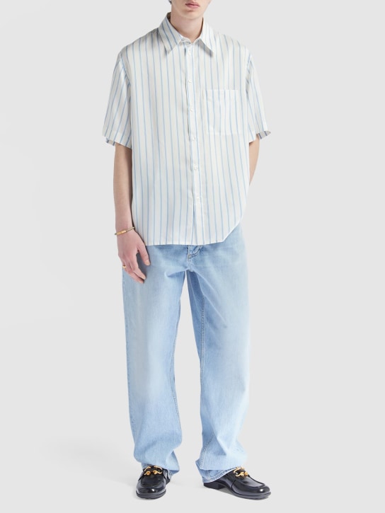 Bottega Veneta: Vintage cotton denim wide leg jeans - Mid Blue - men_1 | Luisa Via Roma