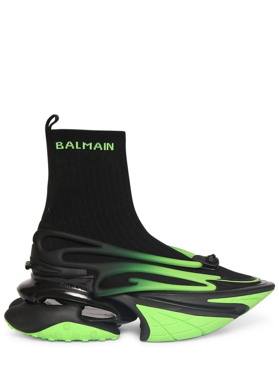 Balmain: Sneakers high top Unicorn - Nero/Verde - men_0 | Luisa Via Roma