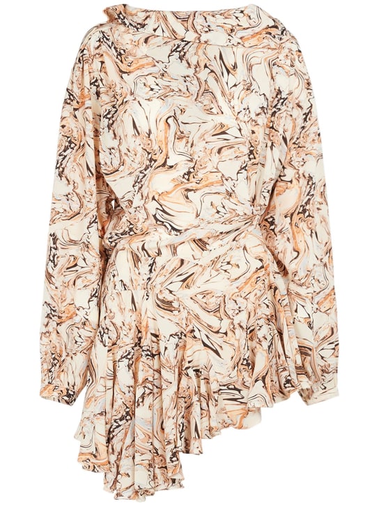 Isabel Marant: Tharya printed silk mini dress - Beige - women_0 | Luisa Via Roma
