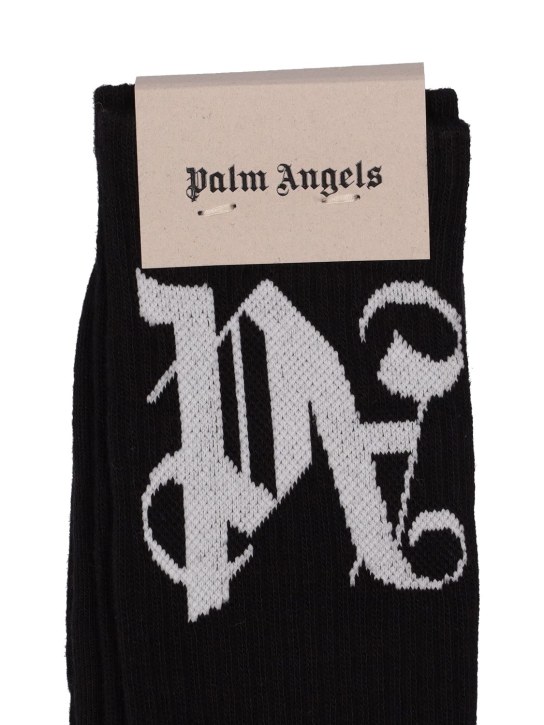 Palm Angels: Calcetines de algodón - Negro - men_1 | Luisa Via Roma