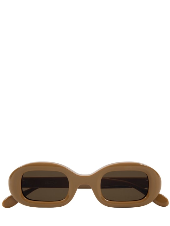 Delarge: Flow oval acetate sunglasses - Camel/Brown - women_0 | Luisa Via Roma