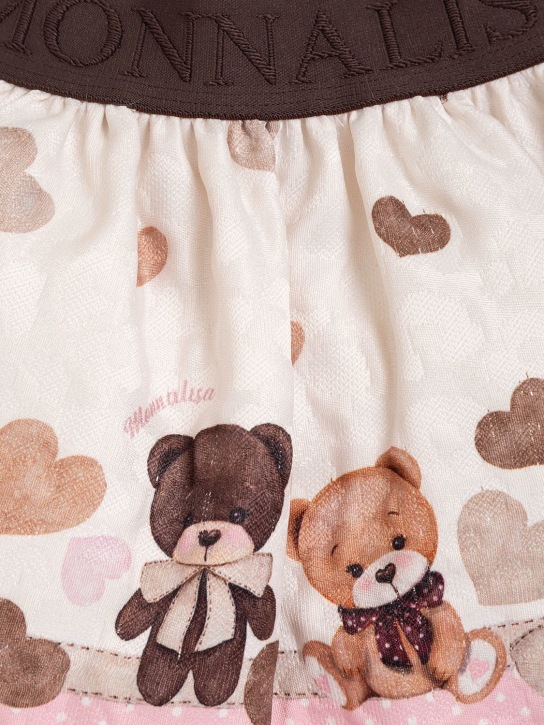 Monnalisa: Bear print matelassé skirt - Multicolor - kids-girls_1 | Luisa Via Roma