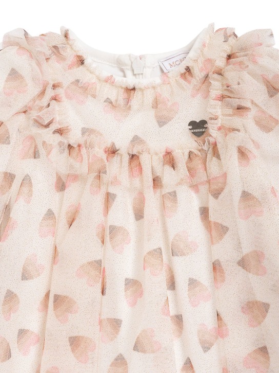 Monnalisa: Heart printed glittered tulle dress - Multicolor - kids-girls_1 | Luisa Via Roma