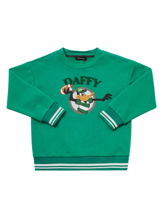 Monnalisa: Sweatshirt aus Baumwolle mit Druck - Grün - kids-boys_0 | Luisa Via Roma