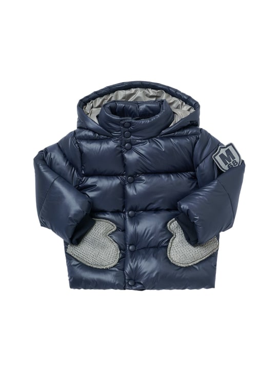 Monnalisa: Hooded nylon puffer jacket - Navy - kids-boys_0 | Luisa Via Roma