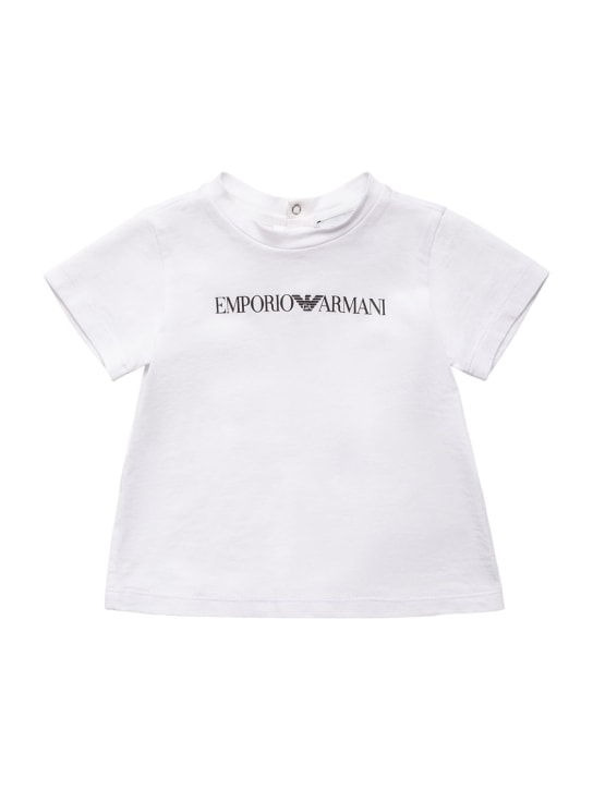 Emporio Armani: Camiseta de jersey de algodón con logo - kids-boys_0 | Luisa Via Roma