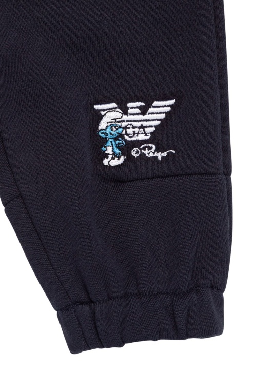 Emporio Armani: Pantalones deportivos de algodón orgánico - Azul Marino - kids-boys_1 | Luisa Via Roma