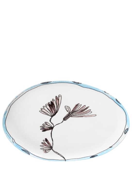 Marni By Serax: Camellia Aubergine oval plate - White - ecraft_0 | Luisa Via Roma