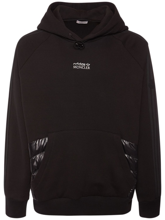 Moncler Genius: Moncler x adidas cotton hoodie - Black - men_0 | Luisa Via Roma