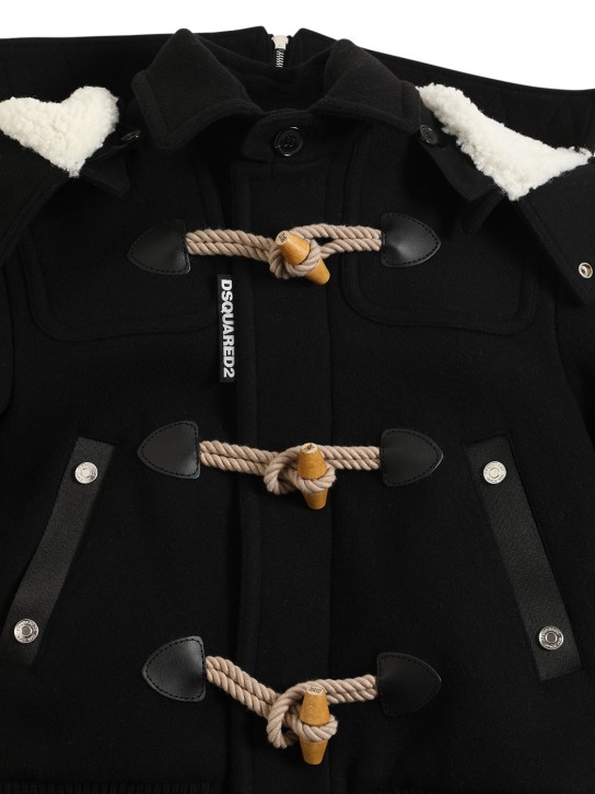 Dsquared2: Montgomery wool blend coat - Black - kids-boys_1 | Luisa Via Roma
