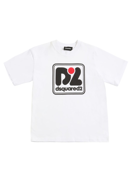 Dsquared2: T-Shirt aus Baumwolljersey mit Logo - Weiß - kids-boys_0 | Luisa Via Roma