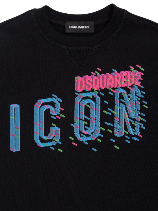 Dsquared2: Sweat-shirt en coton imprimé Icon - Noir - kids-boys_1 | Luisa Via Roma