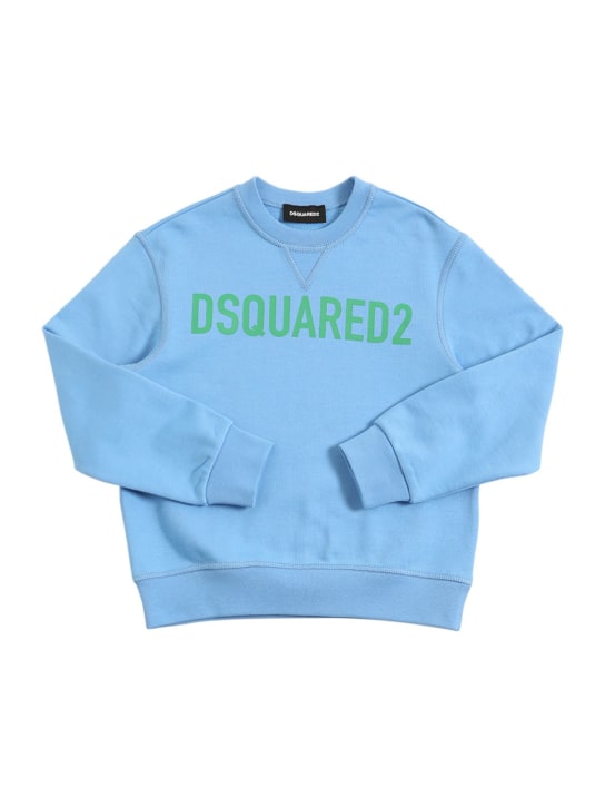 Dsquared2: Cotton sweatshirt w/logo - Ligh Blue - kids-boys_0 | Luisa Via Roma